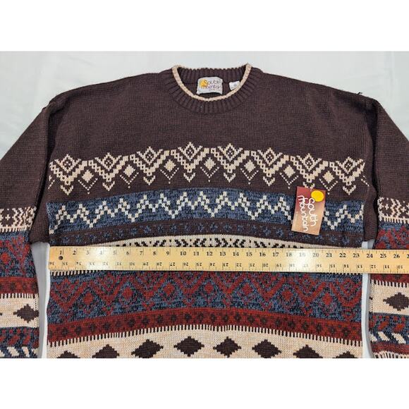 NWT Vintage Heavyweight knitted South Mountain Brown Geometric Sweater Mens XL - Picture 5 of 7